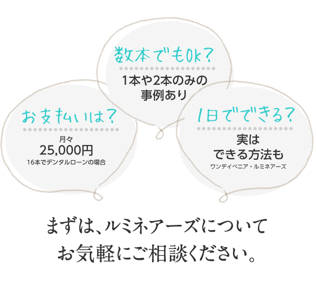 まずは、ルミネアーズについてお気軽にご相談ください。